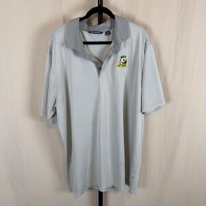 Cutter & Buck Oregon Ducks Polo Shirt Mens 2XT Grey Striped Short Sleeve Golf